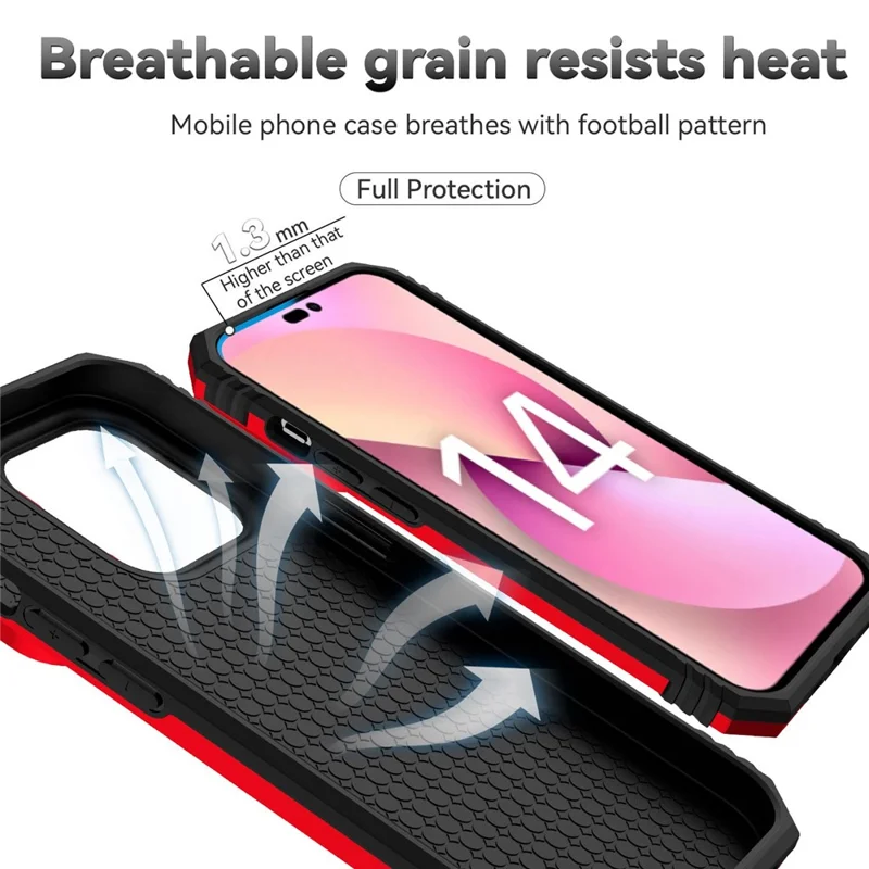 for iPhone 14 Pro Max 6.7 inch Hard PC + Soft TPU Military-grade Anti-drop Case Kickstand Feature Phone Shell with Slide Camera Protection Cover - Red