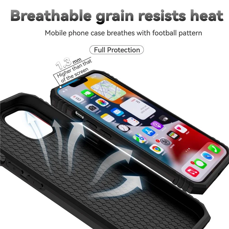 For iPhone 14 6.1 inch 360-degree Rotary Kickstand Case Hard PC + TPU All-inclusive Protection Phone Cover with Slide Camera Protection Cover - Black