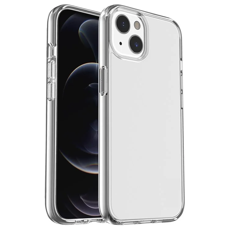 For iPhone 14 Plus 6.7 inch Transparent Phone Case Hard PC Flexible TPU Anti-Scratch Defender Protective Cover - Transparent