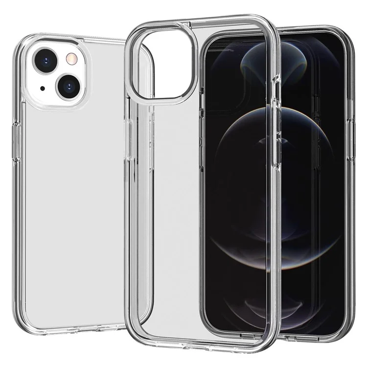 For iPhone 14 Plus 6.7 inch Transparent Phone Case Hard PC Flexible TPU Anti-Scratch Defender Protective Cover - Transparent