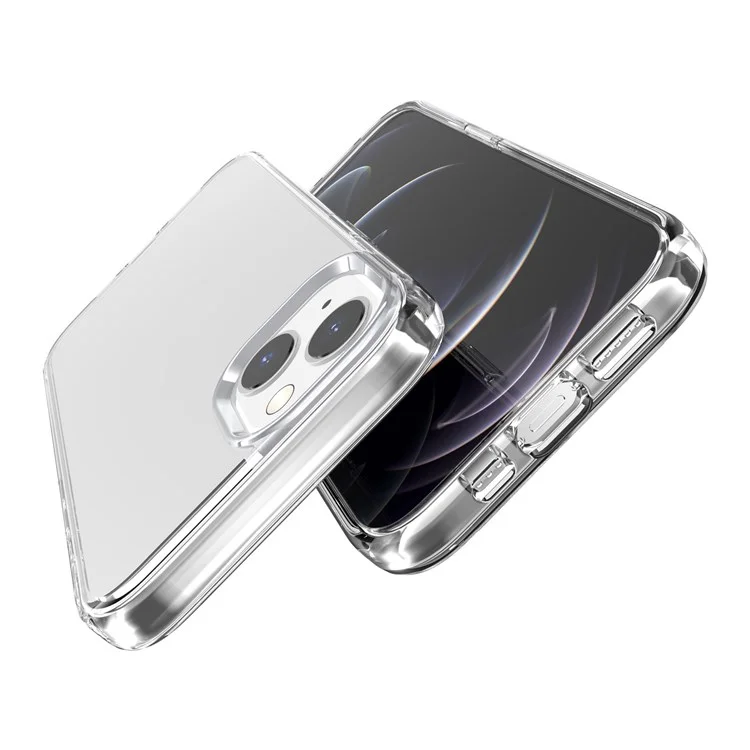 For iPhone 14 Plus 6.7 inch Transparent Phone Case Hard PC Flexible TPU Anti-Scratch Defender Protective Cover - Transparent