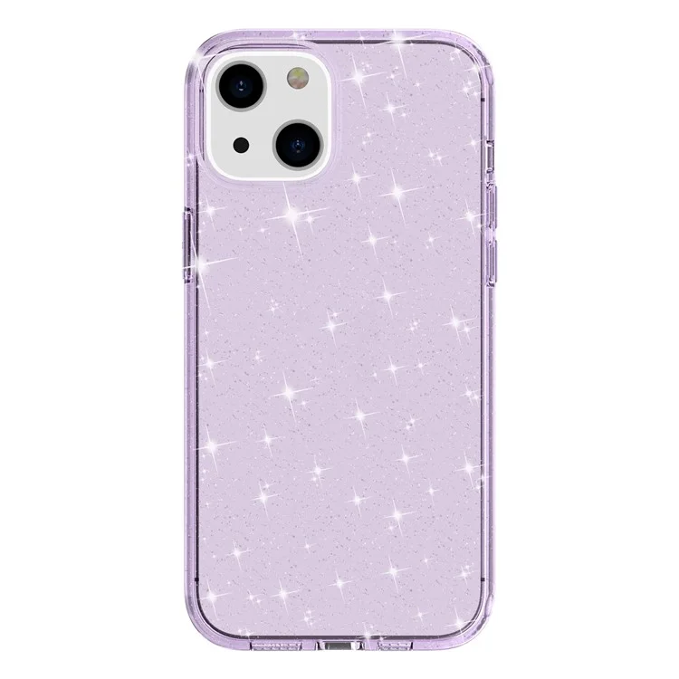 For iPhone 14 Plus 6.7 inch Transparent Phone Case Hard PC Flexible TPU Anti-Scratch Defender Protective Cover - Transparent Purple