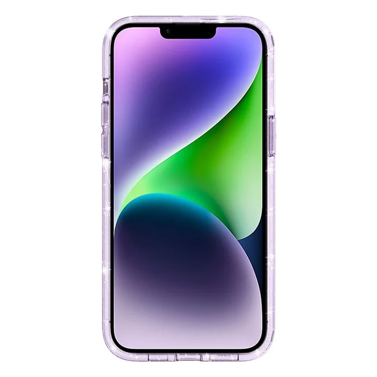 For iPhone 14 Plus 6.7 inch Transparent Phone Case Hard PC Flexible TPU Anti-Scratch Defender Protective Cover - Transparent Purple