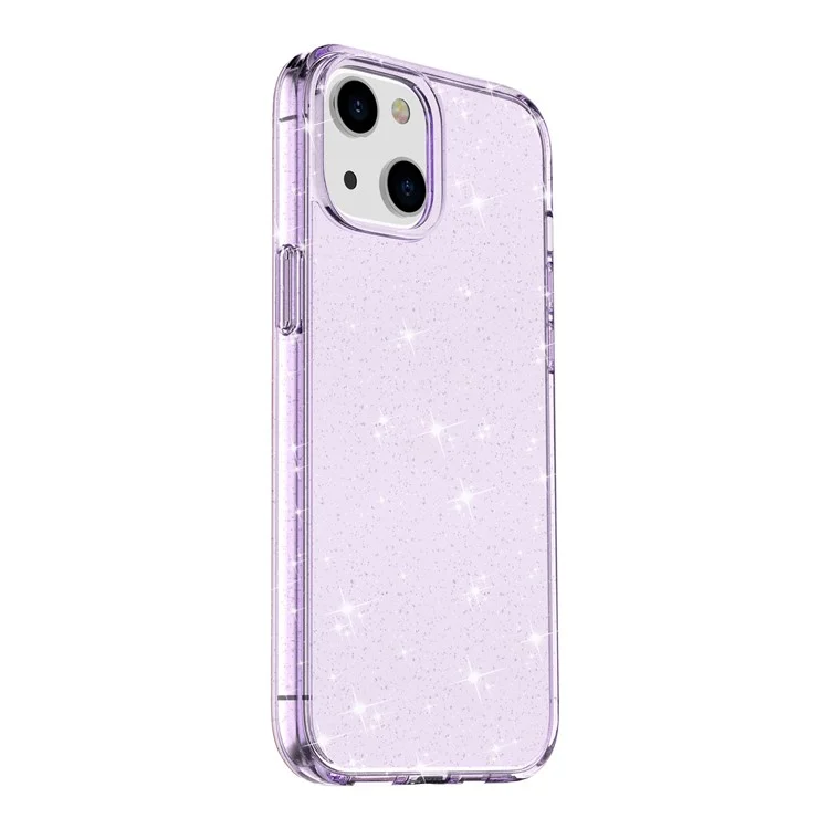 For iPhone 14 Plus 6.7 inch Transparent Phone Case Hard PC Flexible TPU Anti-Scratch Defender Protective Cover - Transparent Purple