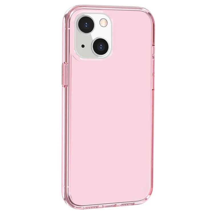 Transparent Phone Case for iPhone 14 6.1 inch, Anti-scratch Hard PC + Soft TPU Case Hybrid Cover - Transparent Pink