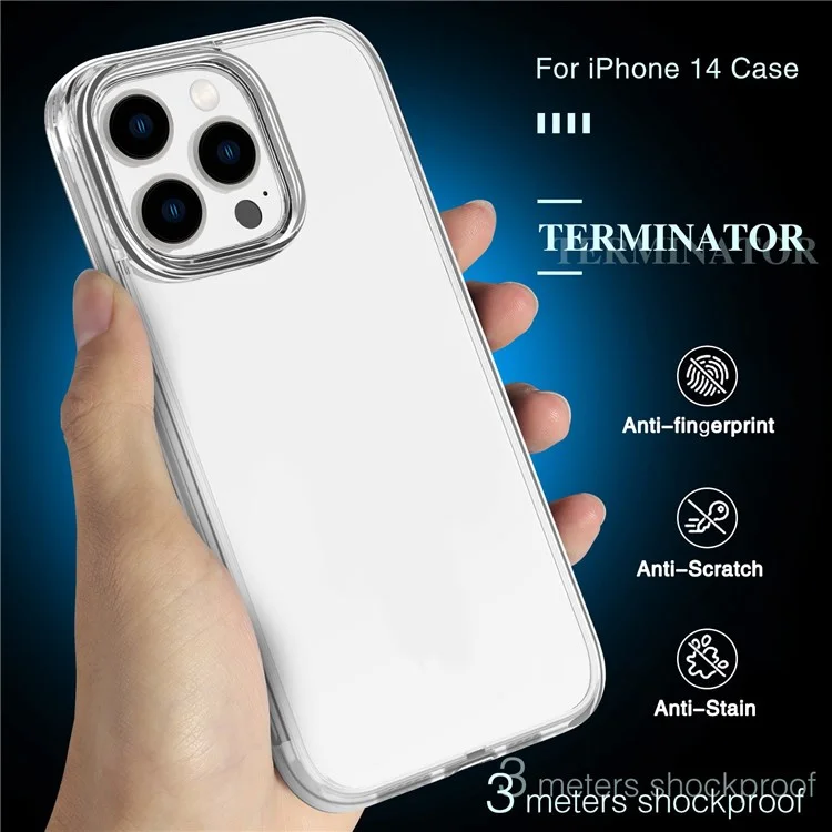 PC + TPU Hybrid Phone Case for iPhone 14 Pro 6.1 inch, Shockproof Crystal Clear Protective Cover - Transparent