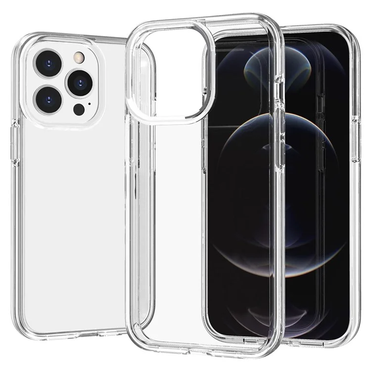 PC + TPU Hybrid Phone Case for iPhone 14 Pro 6.1 inch, Shockproof Crystal Clear Protective Cover - Transparent