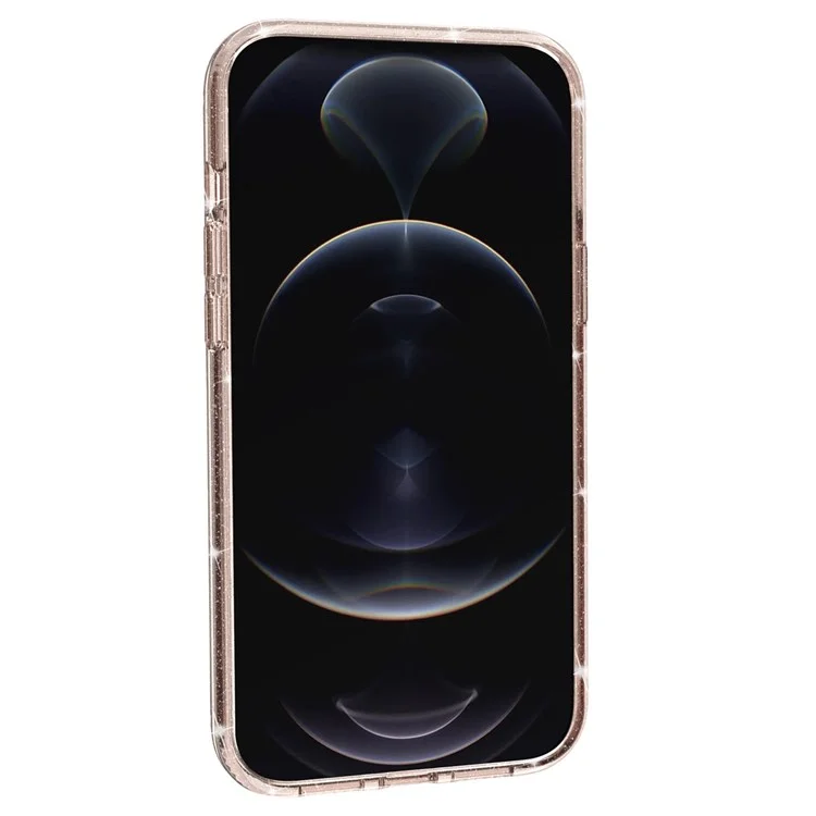 Custodia protettiva in TPU morbido e PC duro con polvere glitterata per iPhone 14 Plus 6,7 pollici, custodia protettiva antigraffio per telefono - Oro