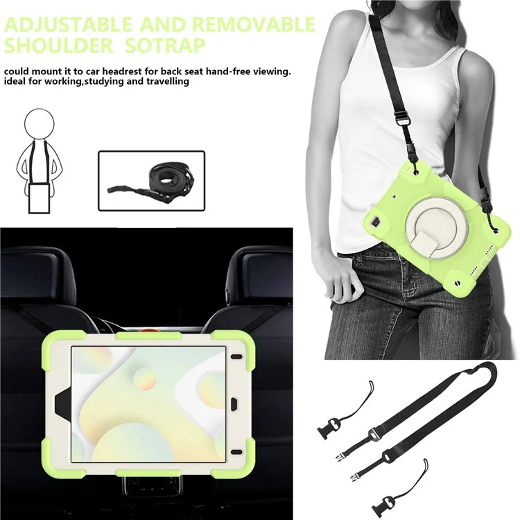 Support D'amortissement IPad Mini (2019) 7,9 Pouces / Mini 4 Couvercle De Tablette Avec Protection Contre Les Chutes D'angle Renforcé Avec Sangle D'épaule - Matcha Green