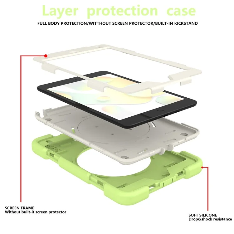 Support D'amortissement IPad Mini (2019) 7,9 Pouces / Mini 4 Couvercle De Tablette Avec Protection Contre Les Chutes D'angle Renforcé Avec Sangle D'épaule - Matcha Green