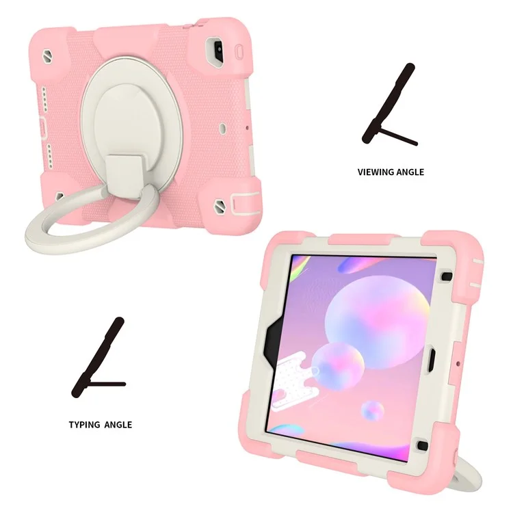 For iPad mini (2019) 7.9 inch/mini 4 Shock Absorbing Kickstand Tablet Cover Reinforced Corner Drop-proof Case with Shoulder Strap - Sakura Pink
