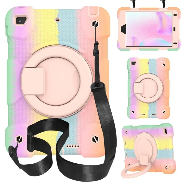 Para Ipad Mini (2019) 7,9 Polegadas/mini 4 Tampa Colorida de Comprimido à Prova de Choque de Choque PC + Silicone Drop-proof Case Com Alça de Ombro - Ouro Rosa Colorido