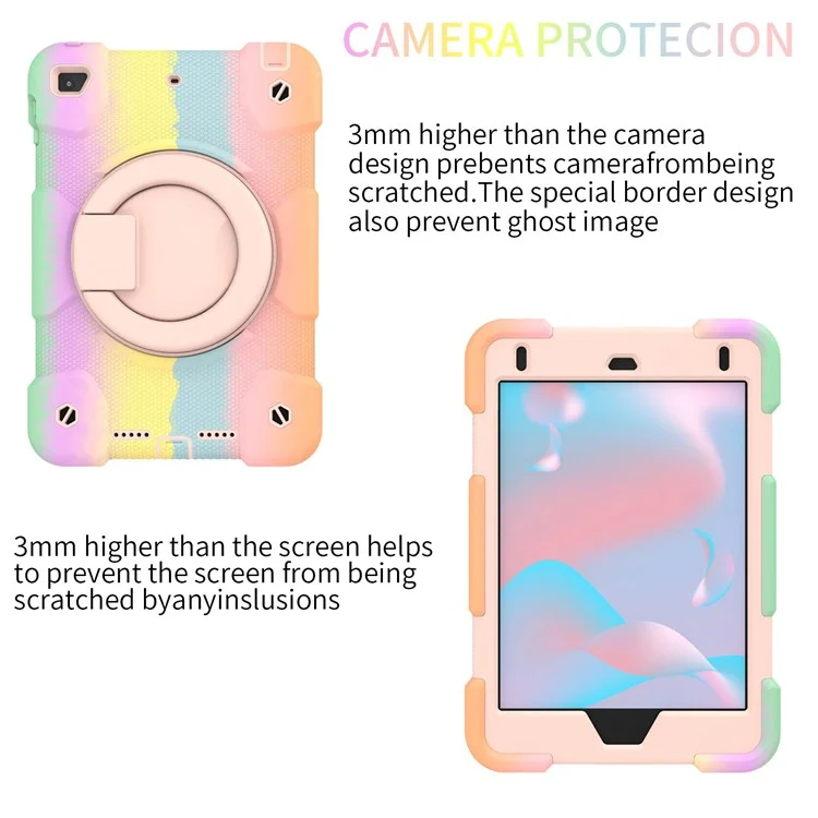 Para Ipad Mini (2019) 7,9 Polegadas/mini 4 Tampa Colorida de Comprimido à Prova de Choque de Choque PC + Silicone Drop-proof Case Com Alça de Ombro - Ouro Rosa Colorido