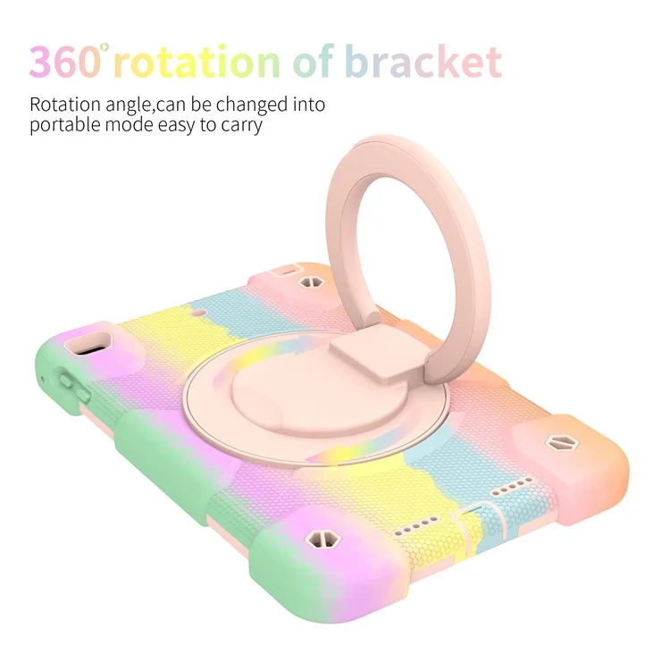 Para Ipad Mini (2019) 7,9 Polegadas/mini 4 Tampa Colorida de Comprimido à Prova de Choque de Choque PC + Silicone Drop-proof Case Com Alça de Ombro - Ouro Rosa Colorido