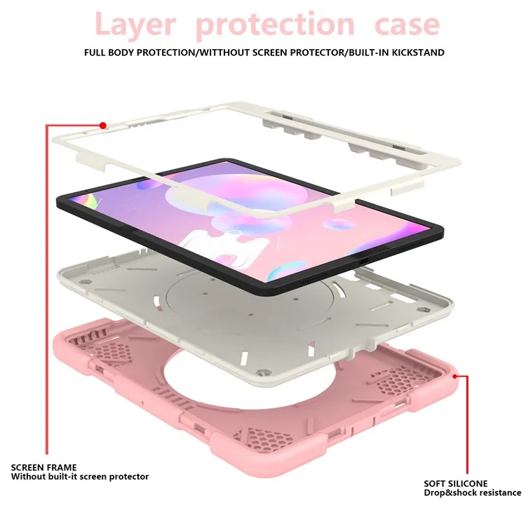Para Ipad Pro de 11 Pulgadas (2021)/(2020)/(2018)/iPad Air (2022)/(2020) Caso de Tableta de Pata PC + Cubierta Híbrida a Prueba de Choque de Silicona Con Correa Para el Hombro - Sakura Rosa