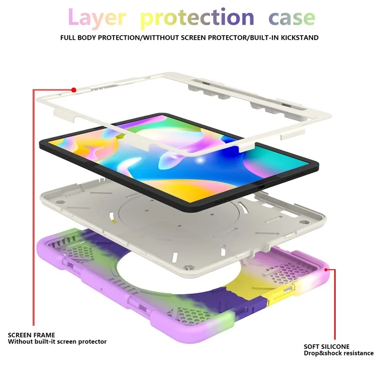 Para IPad Pro 11 "(2021) / (2020) / (2018) / IPad Air (2022) / (2020) Color Tablet Cover Scratch - Proof Bracket Box With Shoulder Belt - Púrpura Multicolor