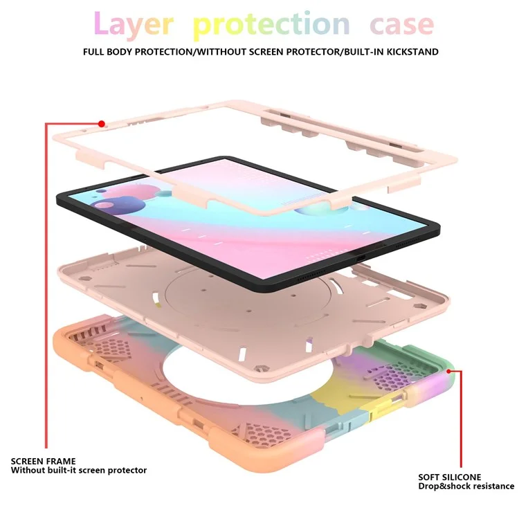 For iPad Pro 11 (2021) / (2020) / (2018) / (2022) / iPad Air (2022) / (2020) Colorful Tablet Cover Scratch-Resistant Kickstand Case with Shoulder Strap - Colorful Rose Gold