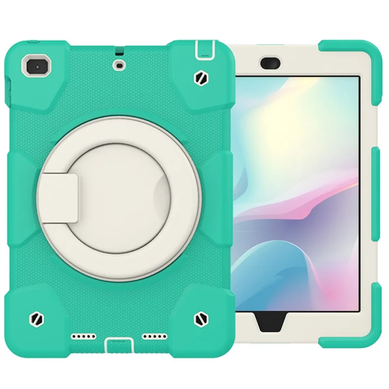 Case di Protezione Del Cavalletto Per Ipad 9,7 Pollici (2018)/(2017)/iPad Air 2, PC Resistente All'impatto + Copertura Ibrida Silicone Con Spalla Cinghia - Menta Verde