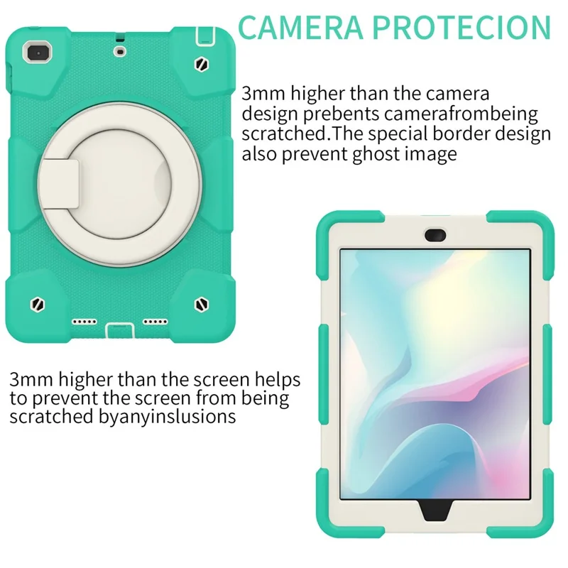 Case di Protezione Del Cavalletto Per Ipad 9,7 Pollici (2018)/(2017)/iPad Air 2, PC Resistente All'impatto + Copertura Ibrida Silicone Con Spalla Cinghia - Menta Verde