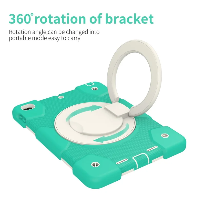 Caso de Proteção do Kickstand Para Ipad 9,7 Polegadas (2018)/(2017)/iPad Air 2, Tampa Híbrida de PC + Silicone Resistente ao Impacto Com Alça de Ombro - Menta Verde