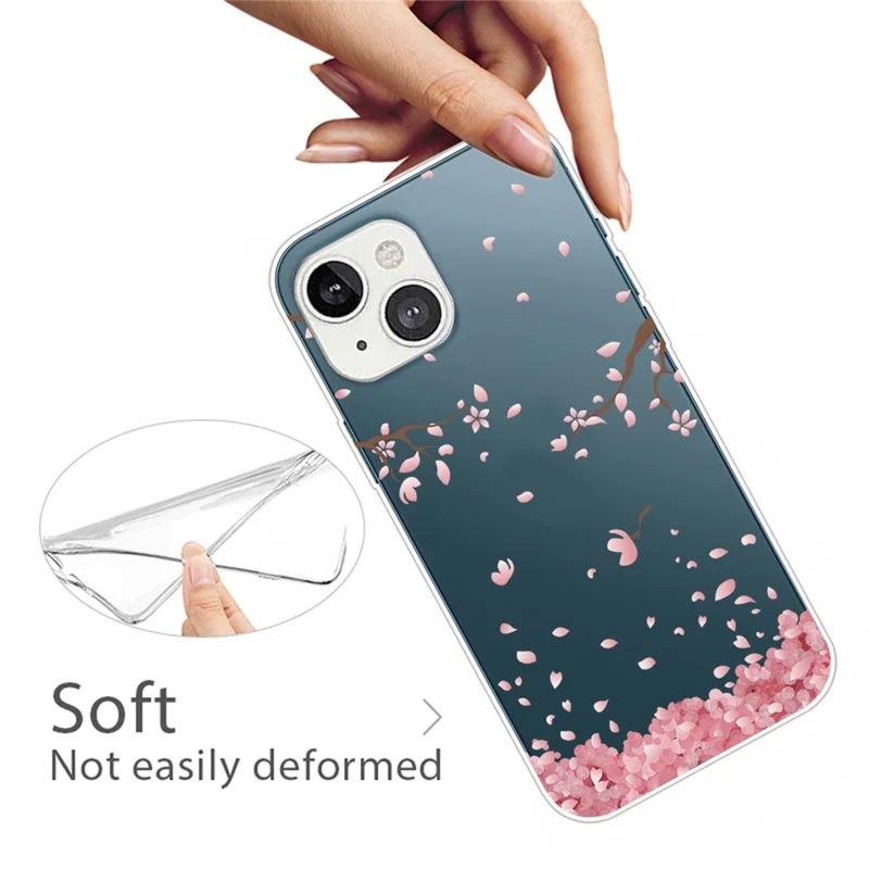 Anti-drop Protection TPU Phone Case for iPhone 14 6.1 inch, IMD Stylish Pattern Printing Cover - Sakura