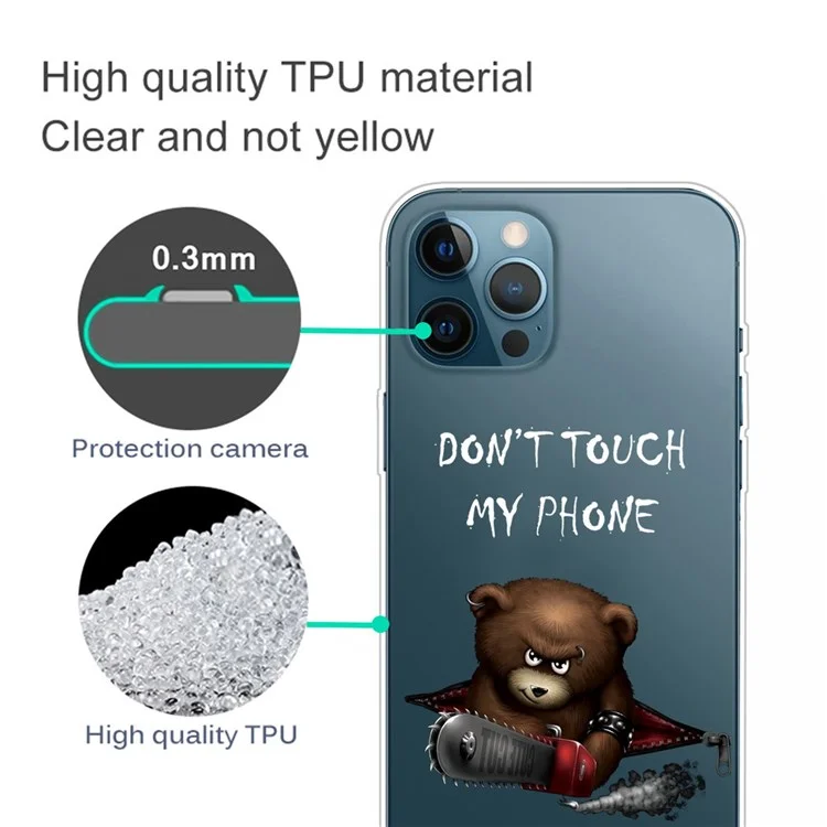 Soft TPU Phone Cover for iPhone 14 Pro 6.1 inch, Pattern Printing IMD Slim Light Phone Case - Don't Touch My Phone
