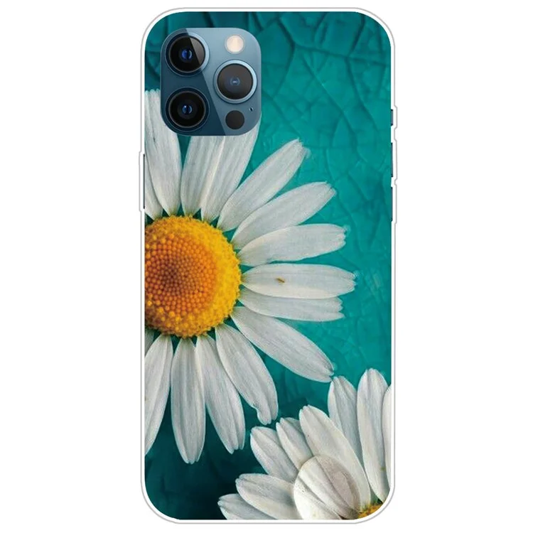 Soft TPU Phone Cover for iPhone 14 Pro 6.1 inch, Pattern Printing IMD Slim Light Phone Case - Daisy