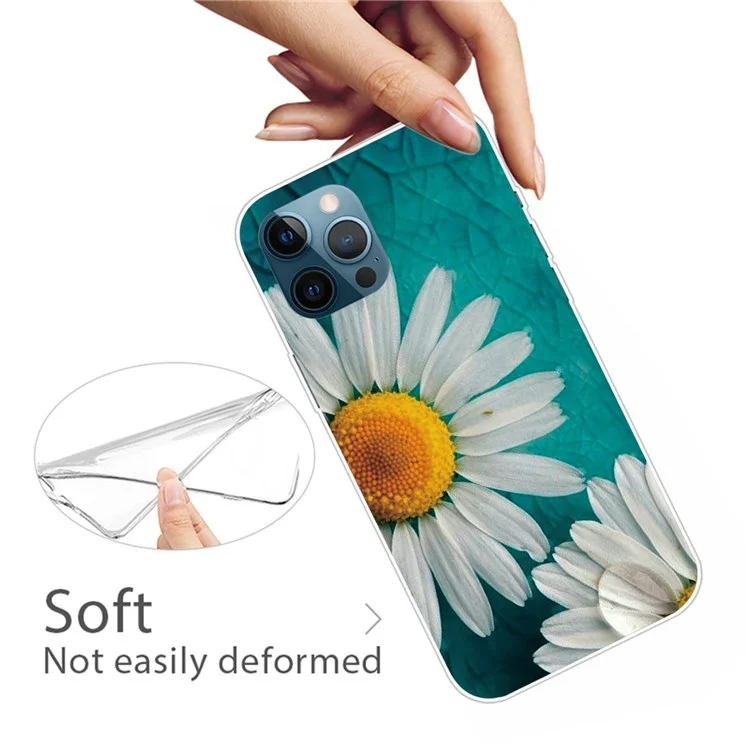 Soft TPU Phone Cover for iPhone 14 Pro 6.1 inch, Pattern Printing IMD Slim Light Phone Case - Daisy