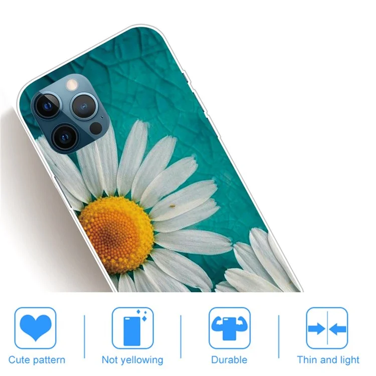 Soft TPU Phone Cover for iPhone 14 Pro 6.1 inch, Pattern Printing IMD Slim Light Phone Case - Daisy