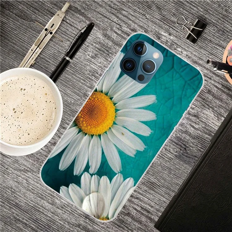 Soft TPU Phone Cover for iPhone 14 Pro 6.1 inch, Pattern Printing IMD Slim Light Phone Case - Daisy