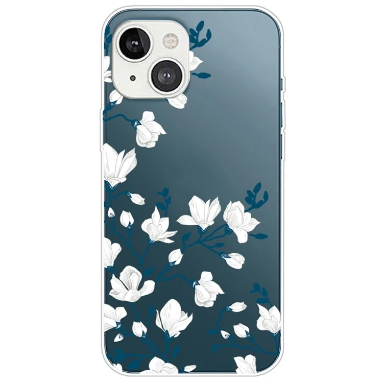 Für iPhone 14 6.1 Zoll Ultra Slim Phone Case Muster Druck Design Soft TPU IMD Handy Schutzhülle - Magnolie