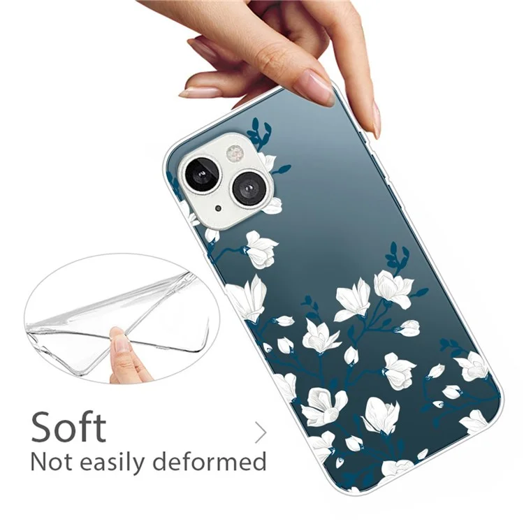 Für iPhone 14 6.1 Zoll Ultra Slim Phone Case Muster Druck Design Soft TPU IMD Handy Schutzhülle - Magnolie
