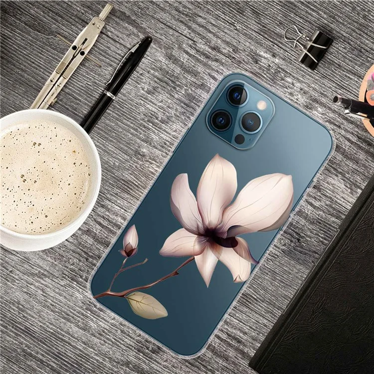 Para Iphone 14 Pro 6,1 Polegadas de Queda Anti-queda Impressão Clara de Design Traseiro IMD Soft TPU Caixa de Telefone Protetor Resistente a Desgaste - Flores