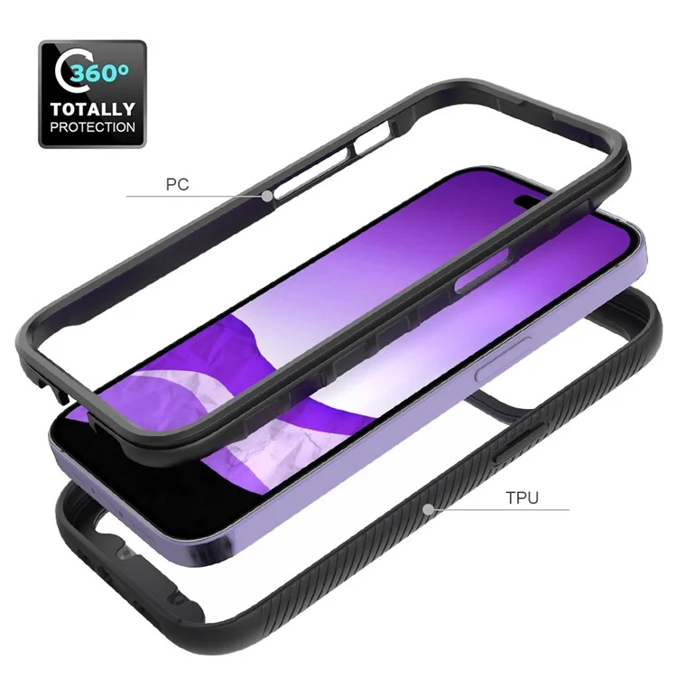 Funda de teléfono híbrida a prueba de caídas para iPhone 14 Pro de 6.1 pulgadas, marco de TPU y cubierta trasera de PC + acrílico - Negro