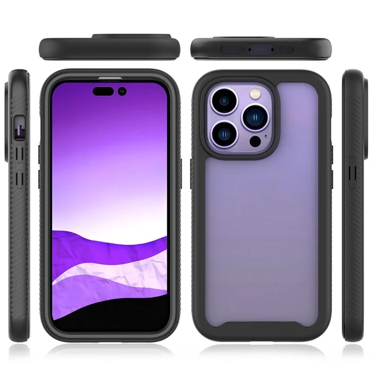 Funda de teléfono híbrida a prueba de caídas para iPhone 14 Pro de 6.1 pulgadas, marco de TPU y cubierta trasera de PC + acrílico - Negro