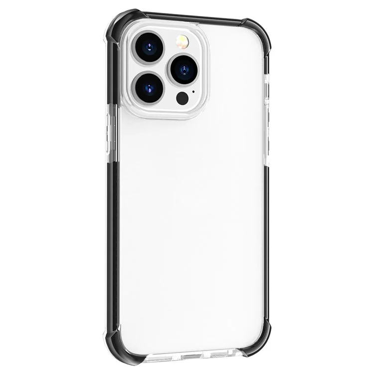 For iPhone 14 Pro Case Four Corners Anti Drop Clear TPU + TPE + PC Phone Cover - Transparent Black