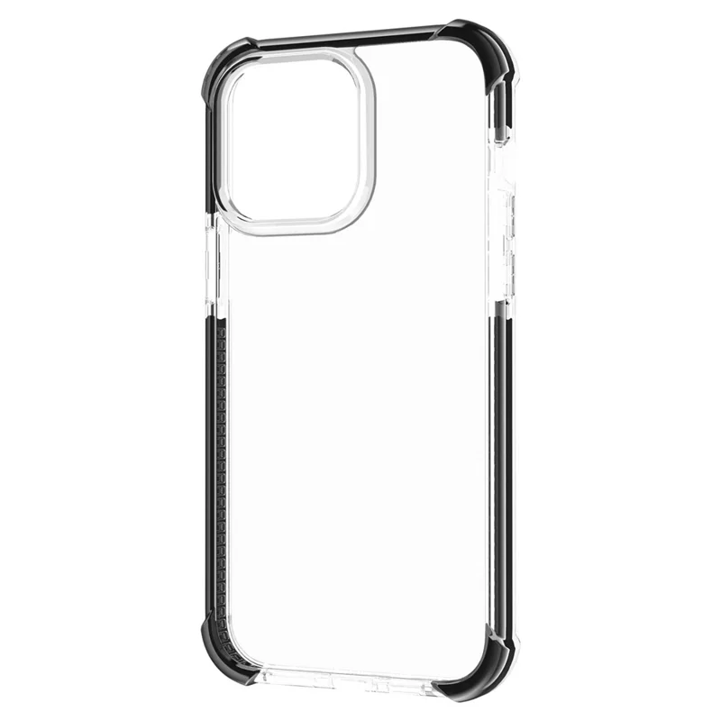 For iPhone 14 Pro Case Four Corners Anti Drop Clear TPU + TPE + PC Phone Cover - Transparent Black