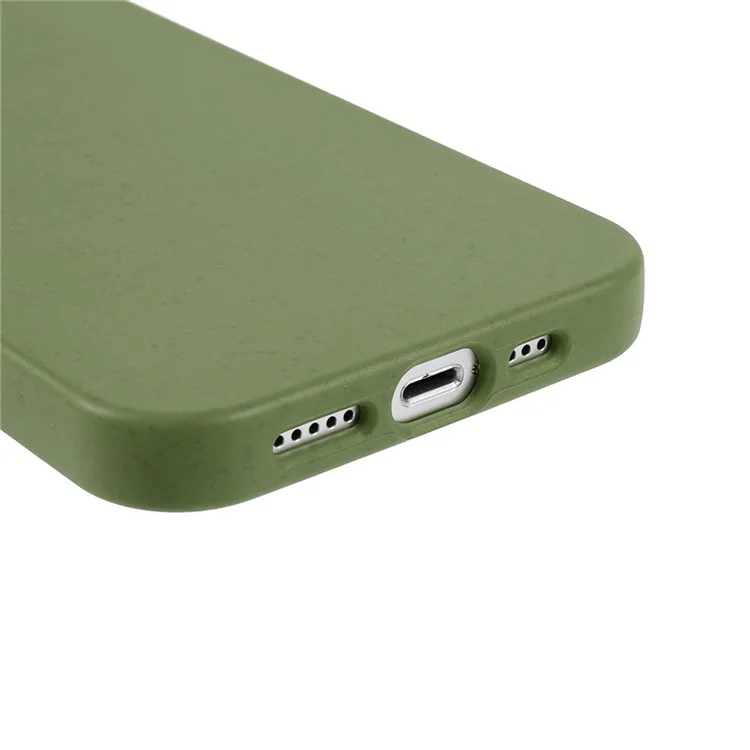 Para Iphone 14 6.1 Pulgadas Starry Sky Series Case de Teléfono Resistente al Desgaste Soft TPU Biodegradable Wheat Straw Matte Back Shell - Verde Negruzco