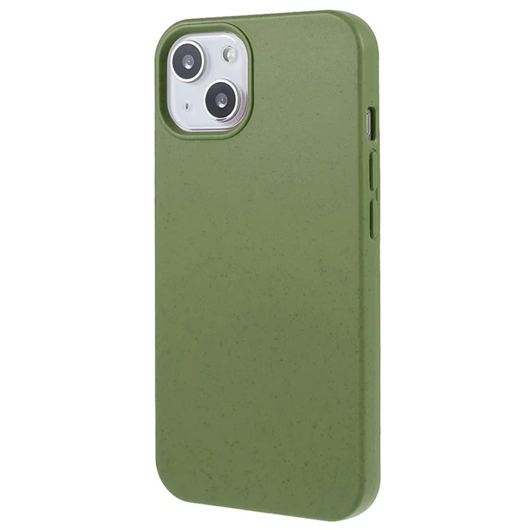 Para Iphone 14 6.1 Pulgadas Starry Sky Series Case de Teléfono Resistente al Desgaste Soft TPU Biodegradable Wheat Straw Matte Back Shell - Verde Negruzco