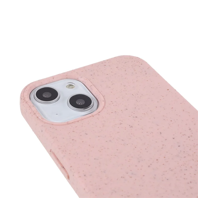 For iPhone 14 6.1 inch Starry Sky Series Wear-resistant Phone Case Soft TPU Biodegradable Wheat Straw Matte Back Shell - Pink