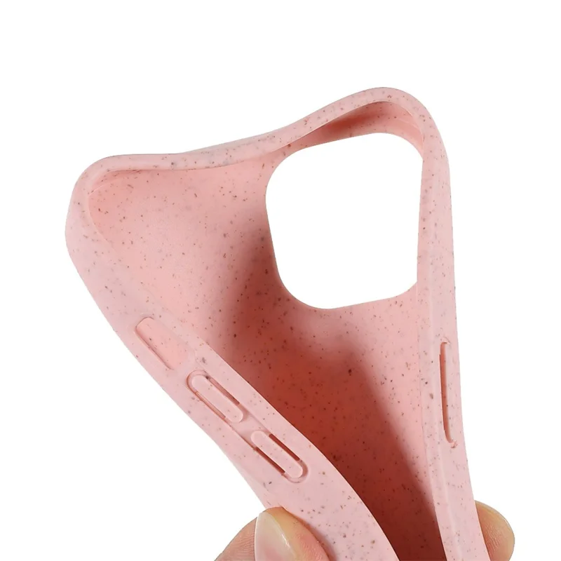 For iPhone 14 6.1 inch Starry Sky Series Wear-resistant Phone Case Soft TPU Biodegradable Wheat Straw Matte Back Shell - Pink