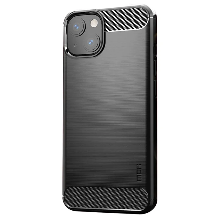 MOFI per iPhone 14 6.1 pollici Custodia protettiva in TPU resistente all'usura e agli urti Superficie spazzolata in fibra di carbonio - Nero