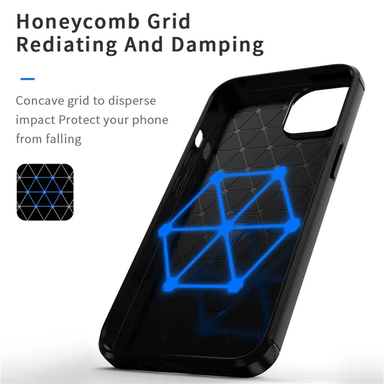 MOFI per iPhone 14 6.1 pollici Custodia protettiva in TPU resistente all'usura e agli urti Superficie spazzolata in fibra di carbonio - Nero