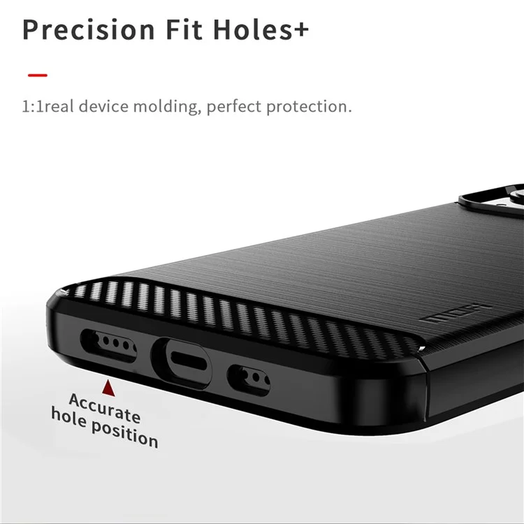 MOFI per iPhone 14 6.1 pollici Custodia protettiva in TPU resistente all'usura e agli urti Superficie spazzolata in fibra di carbonio - Nero