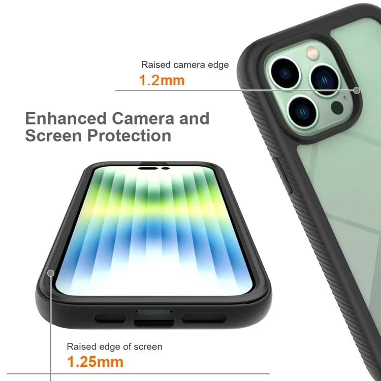 For iPhone 14 Pro Max 6.7 inch PC + TPU Full Protection Phone Case Drop-proof Cover with PET Screen Protector - Black