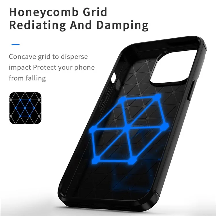 MOFI Para Iphone 14 Pro Max 6.7 Pulgadas de Ajuste Delgado de Fibra de Carbono TPU Soft TPU Tapa Trasera Caja de Teléfono Anti-aceite de Superficie Cepillada - Rojo