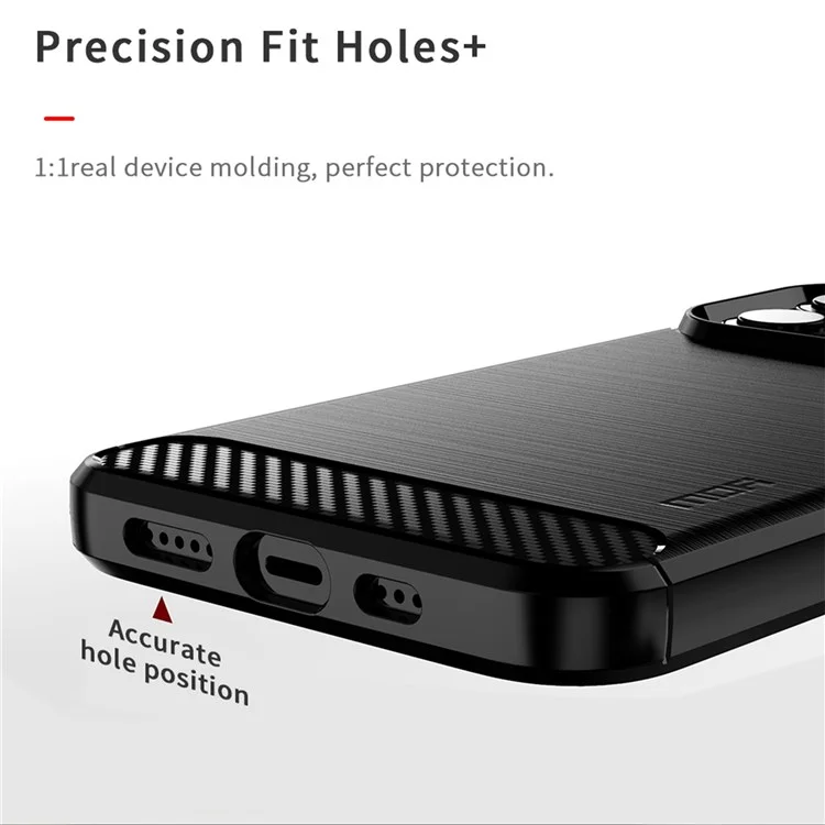MOFI Para Iphone 14 Pro Max 6.7 Pulgadas de Ajuste Delgado de Fibra de Carbono TPU Soft TPU Tapa Trasera Caja de Teléfono Anti-aceite de Superficie Cepillada - Rojo