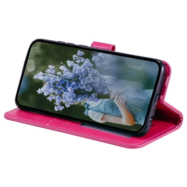 Para iPhone 14 Pro Max de 6,7 pulgadas, funda de cartera con tapa de piel sintética con estampado de flor de mandala, cubierta interior de TPU con correa para la muñeca, soporte plegable - Rosa