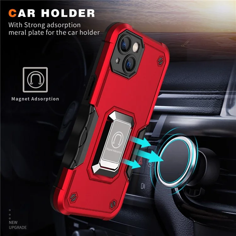 Case de Teléfono de Patada Incorporada Para Iphone 14 6.1 Pulgadas, PC Dura TPU Soft TPU Hybrid Scar Scratch Telephip Cover - Azul