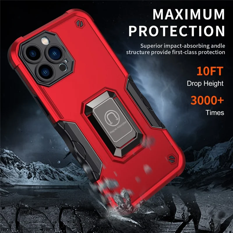 Built-in Kickstand Phone Case for iPhone 14 Pro 6.1 inch, Drop-proof Hard PC Soft TPU Hybrid Protective Phone Cover - Light Green
